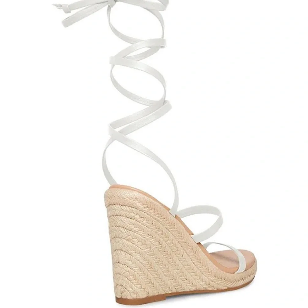 Chelsea and violet. White Wrap Espadrille Wedge  BLACK FRIDAY DEALS